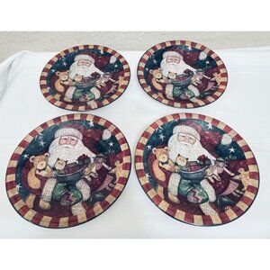 4 Salad Dessert Plates Father Christmas CERTIFIED International by Susan Winget